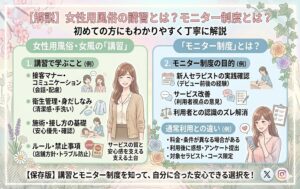 女性用風俗の講習とは？モニター制度とは？女風を初めて知る方にもわかりやすく解説