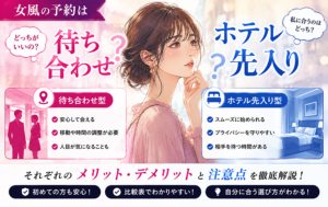 女風の予約は「待ち合わせ」と「ホテル先入り」どっちがいい？それぞれのメリット・デメリットと注意点を解説