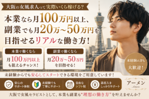 大阪の女風求人って実際いくら稼げる？本業なら月100万円以上、副業でも月20万〜50万円を目指せるリアルな働き方