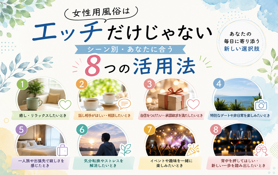 女性用風俗はエッチだけじゃない｜シーン別・あなたに合う8つの活用法