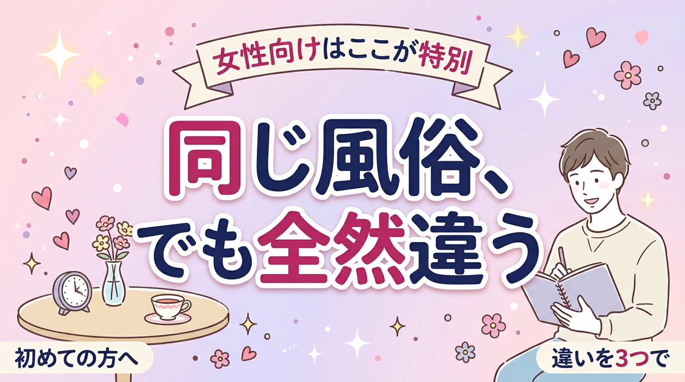 女性用風俗と男性向け風俗の違い｜コース・カウンセリング・場所