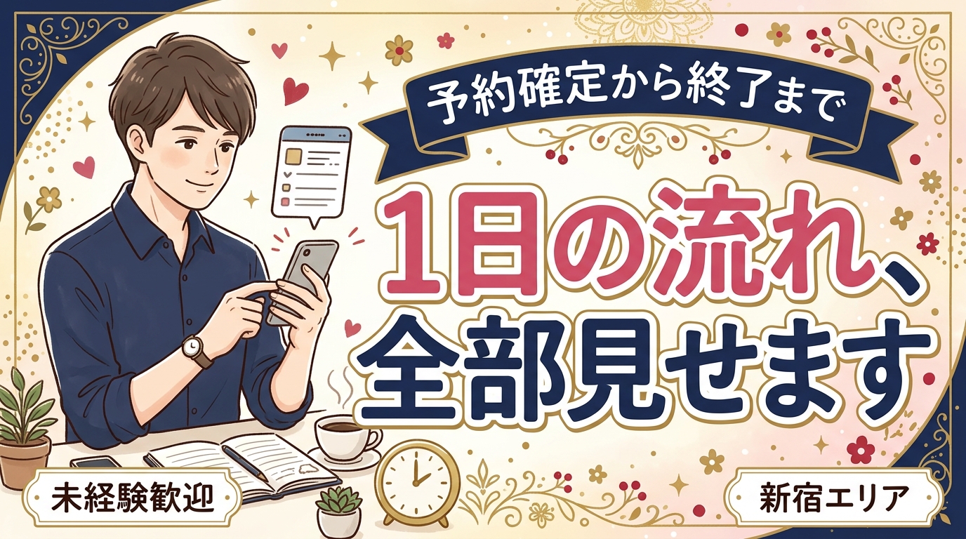 新宿の女風セラピストの1日の流れ｜予約確定から終了まで時系列で解説