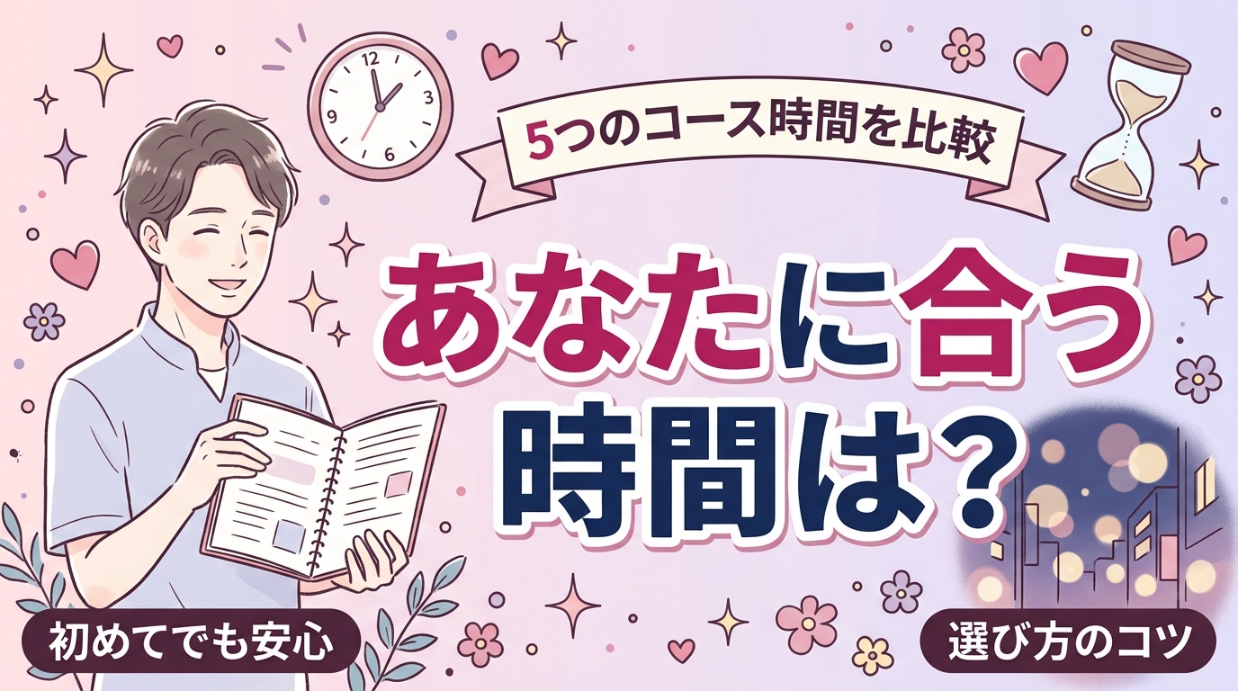 女性用風俗のコース時間を比較｜5コースの長さと選び方
